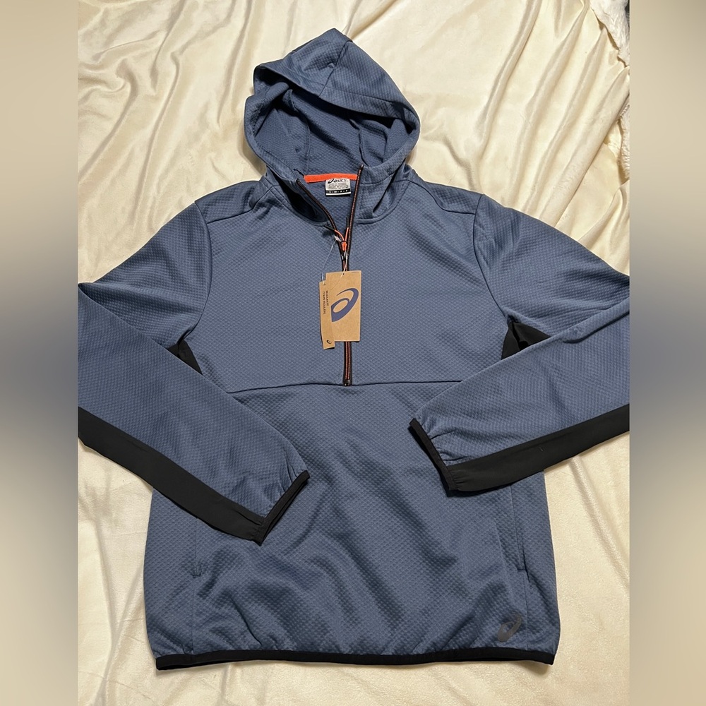 NWT ASICS Sz S Knit Grid Quarter Zip Hoodie